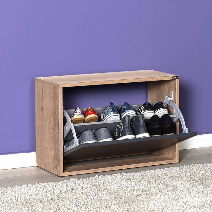 Hanah Home SHC-110-TA-1 Zapatero con diseño elegante en Nogal Claro y Antracita, 60x42x30 cm